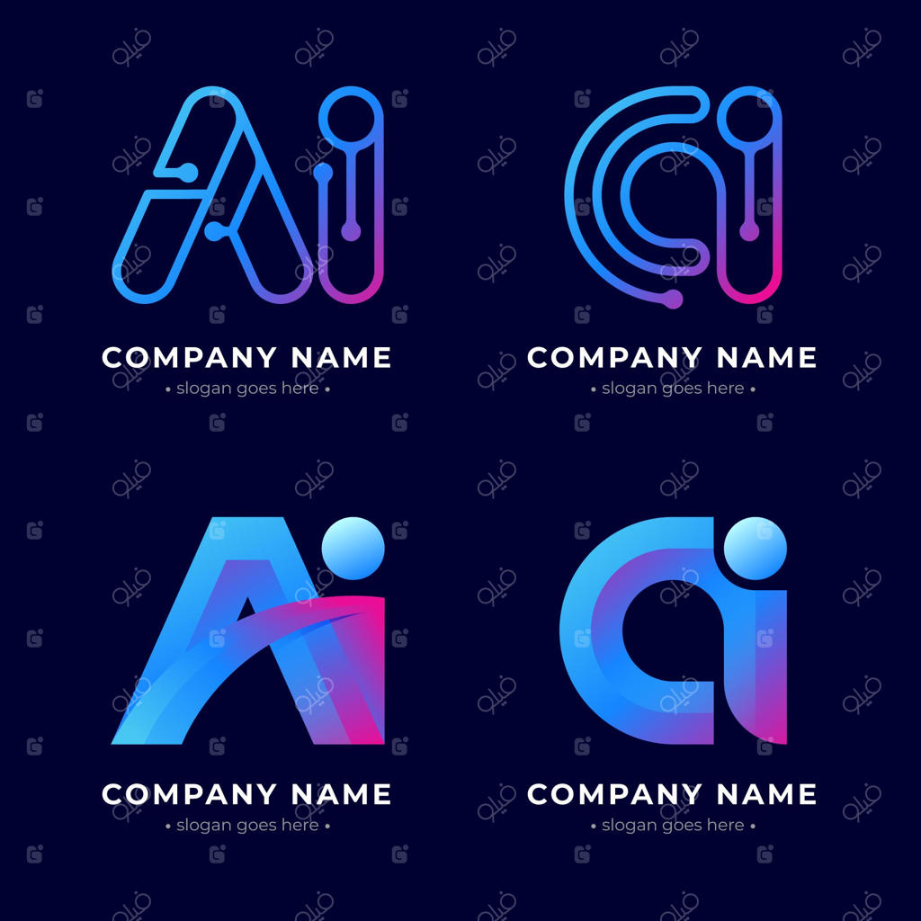 مجموعه لوگو هوش مصنوعی با گرادیان رنگی