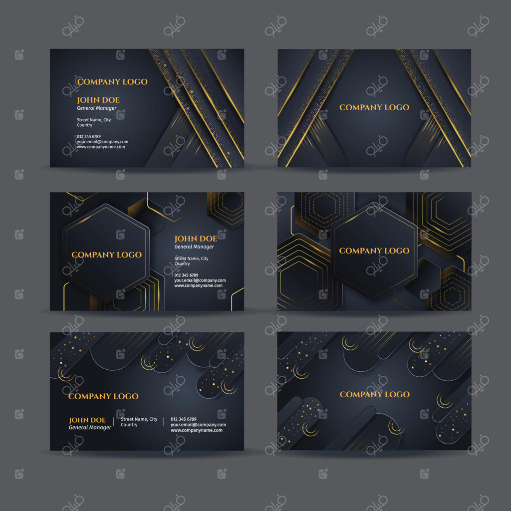 قالب کارت ویزیت مدرن با طرح انتزاعی و هندسی تیره