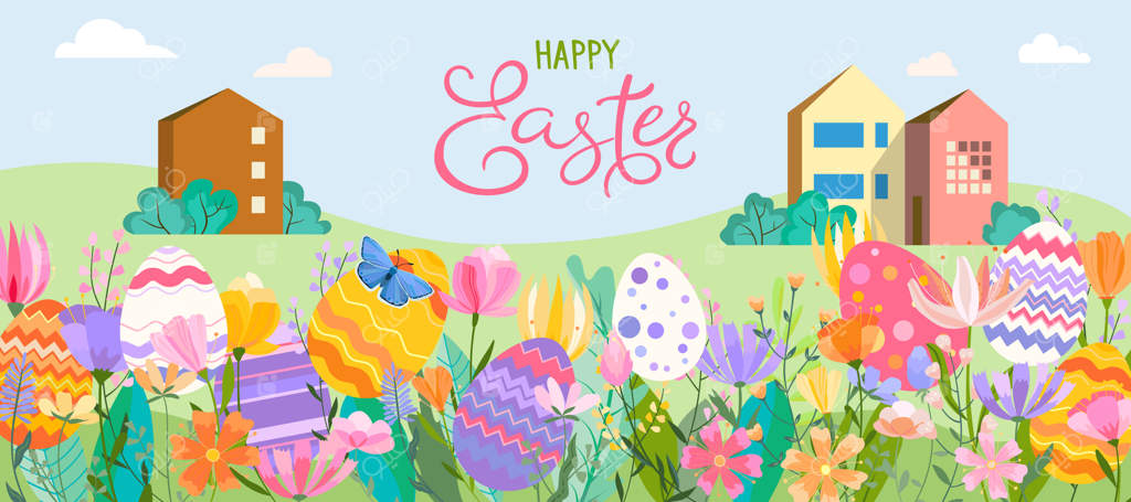 کارت تبریک بهاری عید پاک - نوشته: عید پاک مبارک