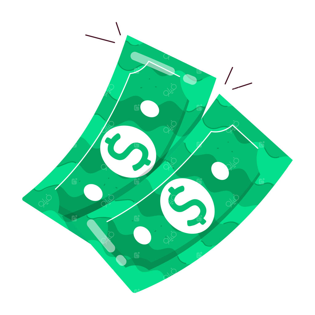 اسکناس سبز دلار با یک اسکناس دلار روی آن