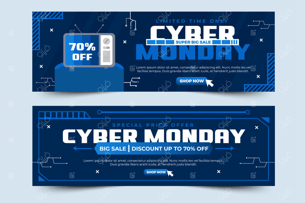 قالب طراحی بنرهای تبلیغاتی برای سایبر ماندی