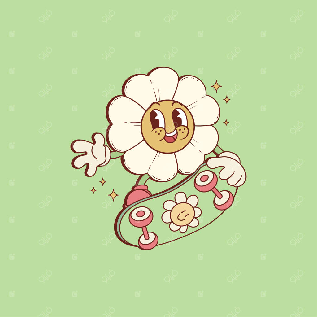 تصویر بامزه و نوستالژیک گل‌مینا روی اسکیت‌بورد