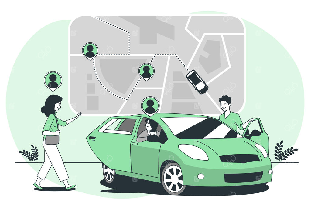 تصویرسازی مفهوم اشتراک‌گذاری خودرو