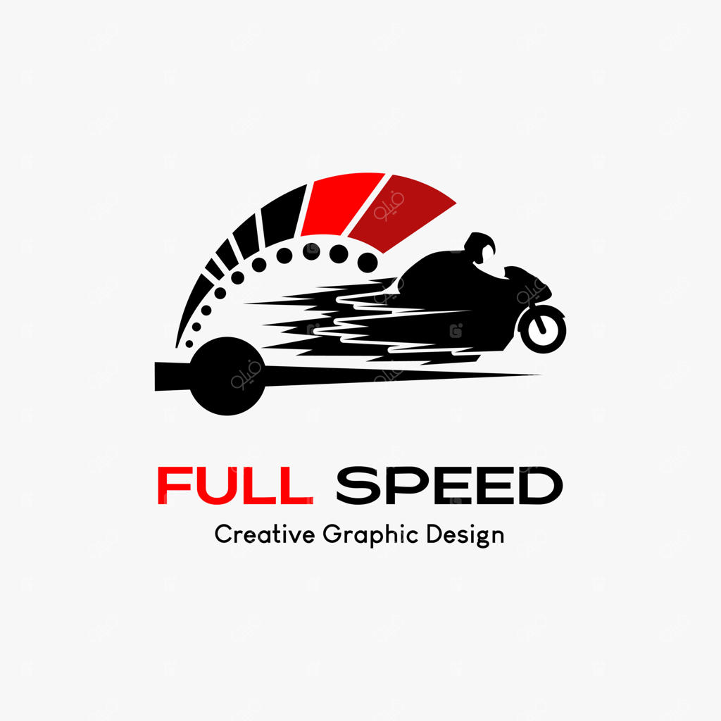 لوگوی مدرن و انتزاعی سرعت سنج: آیکون دور موتور و موتورسوار