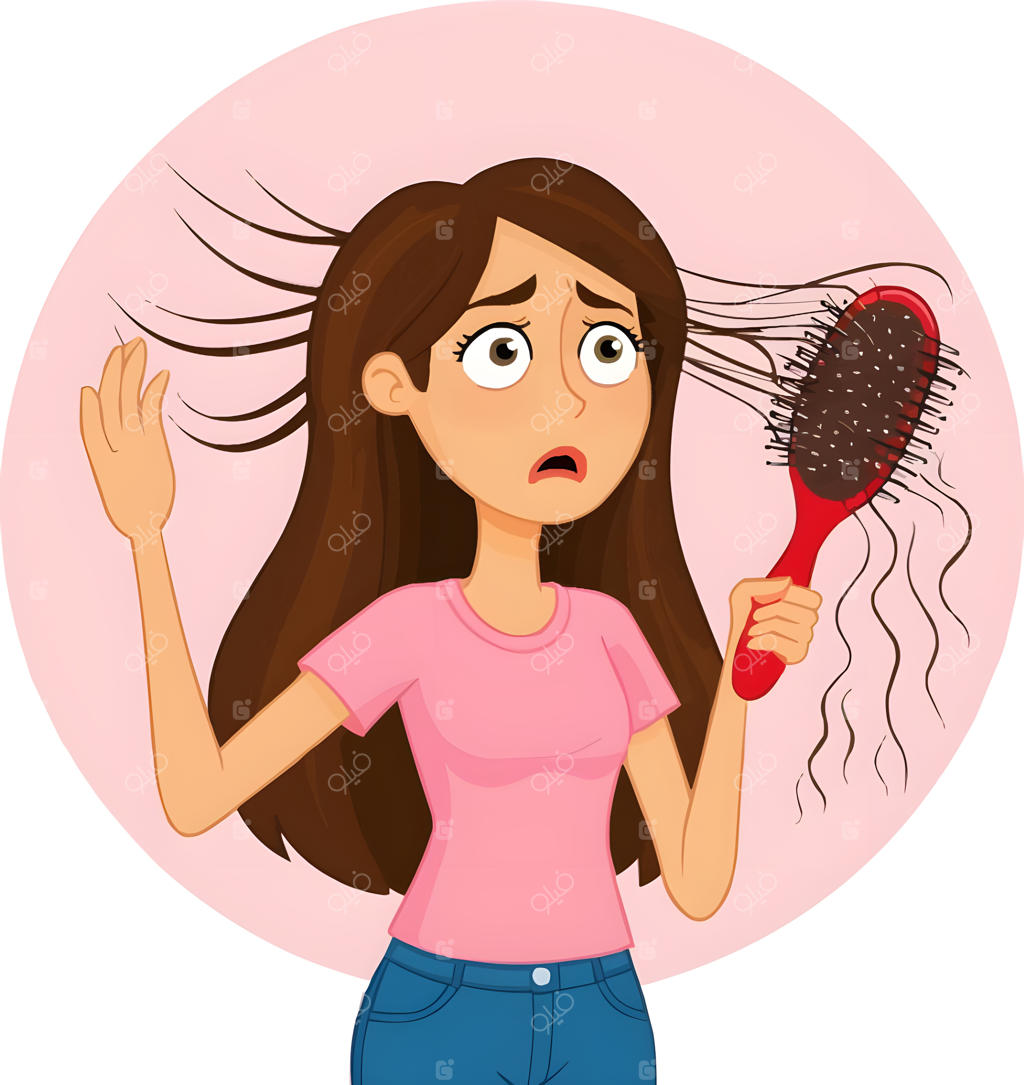 دختری سشوار به دست که یک برس را نگه داشته است.