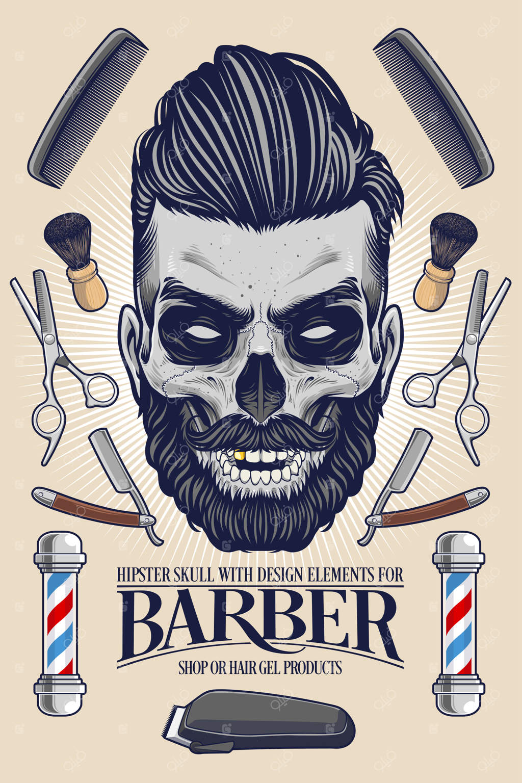 جمجمه هیپستر با تجهیزات آرایشگری