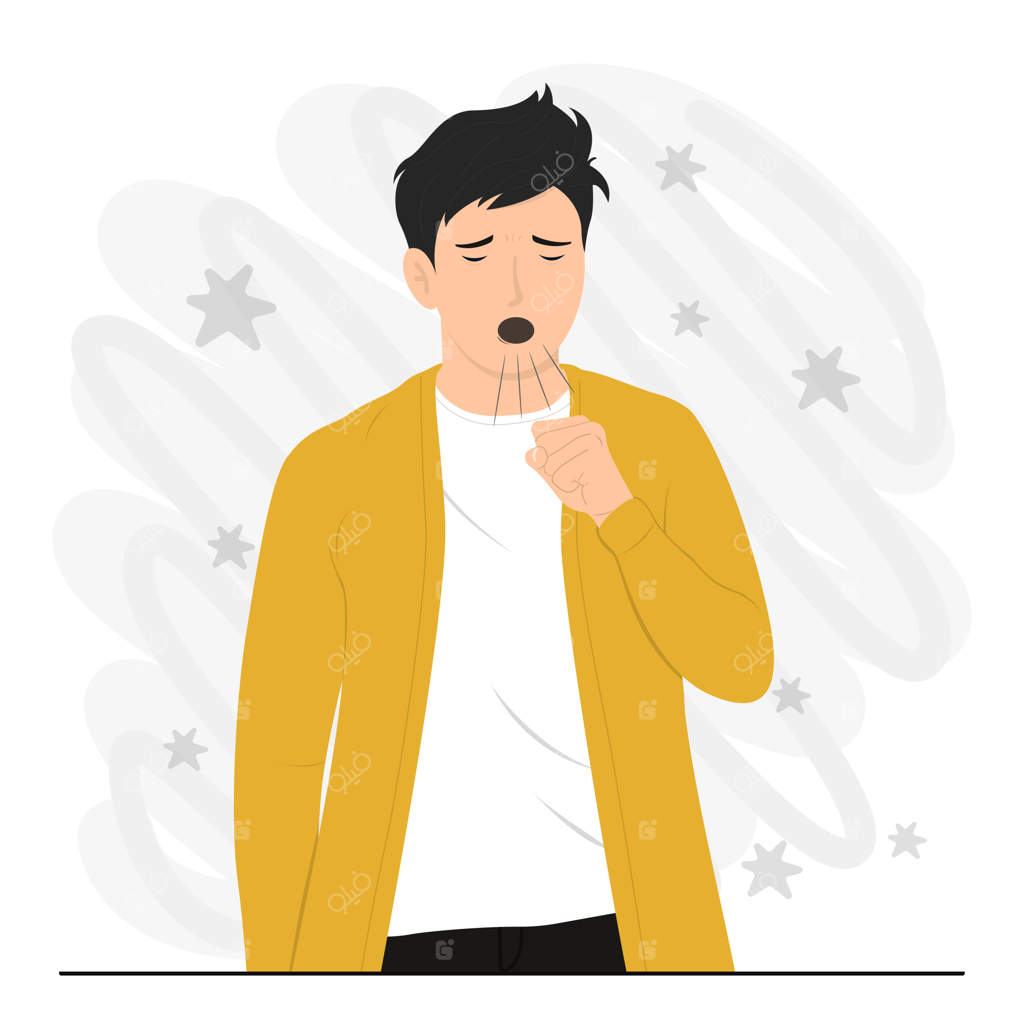 تصویر مفهومی سرفه به سبک وکتور تخت