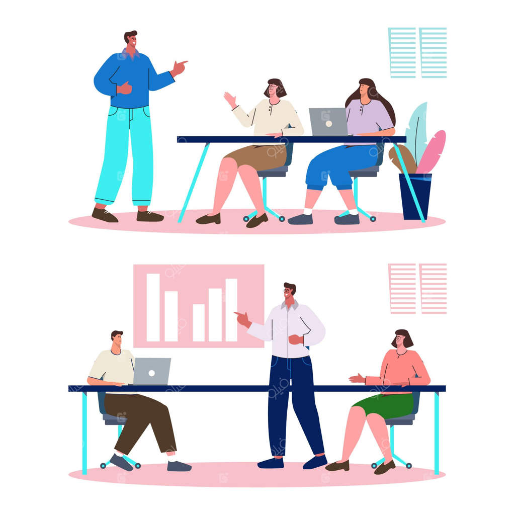 تصویرسازی افراد ساده و ارگانیک در حال آموزش کسب‌وکار