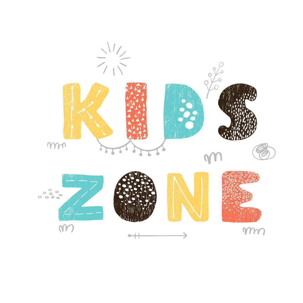 تصویرسازی وکتور با حروف‌نگاری دست‌نویس و طراحی تایپوگرافی رنگارنگ Kids Zone