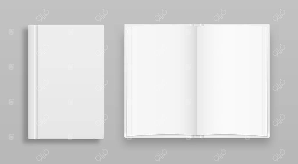 قالب عمودی جلد کتاب با صفحات جلو