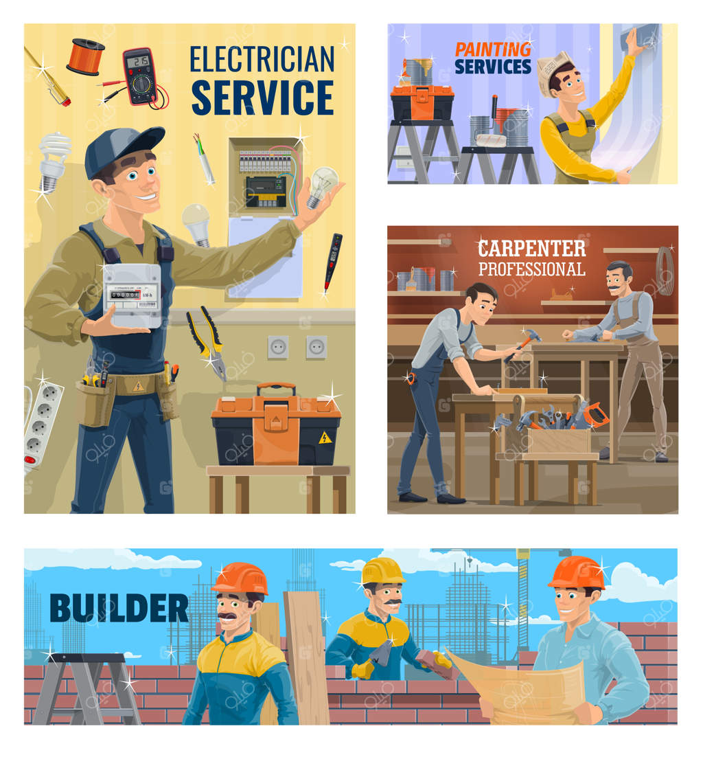 خدمات برق‌کشی و نقاشی، بنایی و نجاری - بنر تبلیغاتی