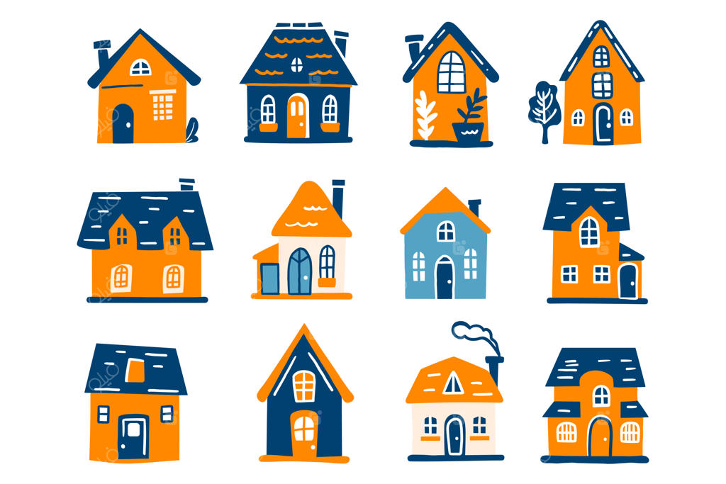 مجموعه لوازم منزل به سبک تخت، جدا شده از پس‌زمینه