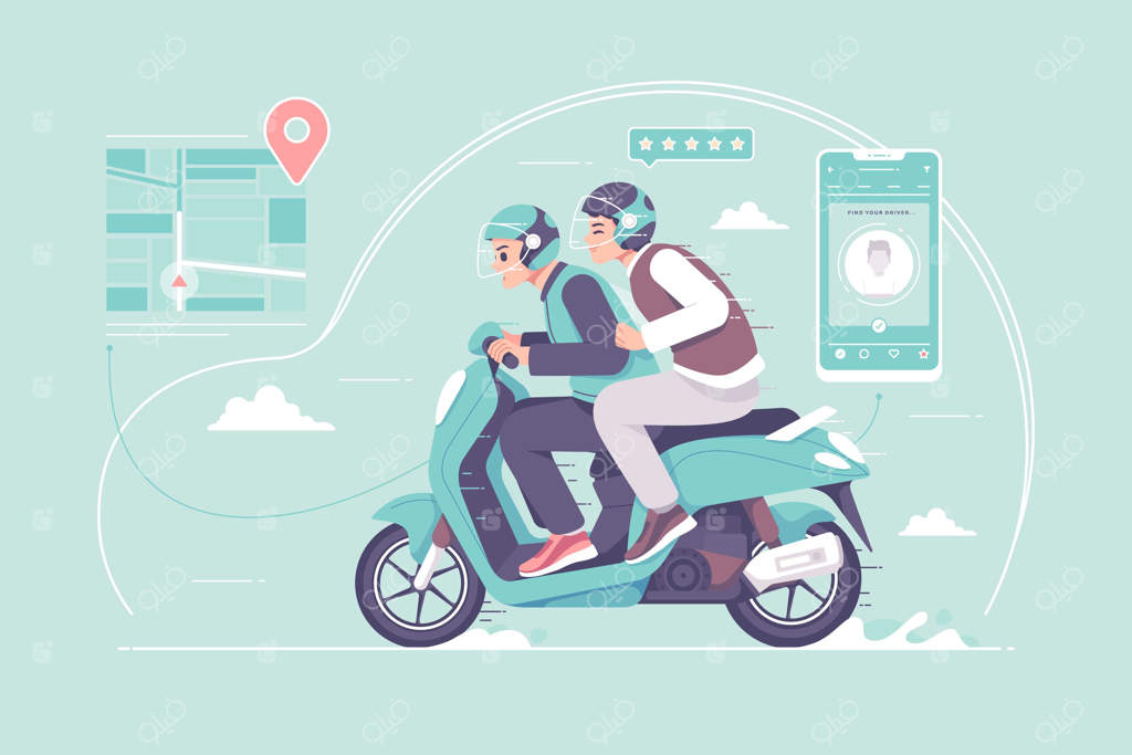تصویری از خدمات رانندگان تاکسی موتورسیکلت آنلاین
