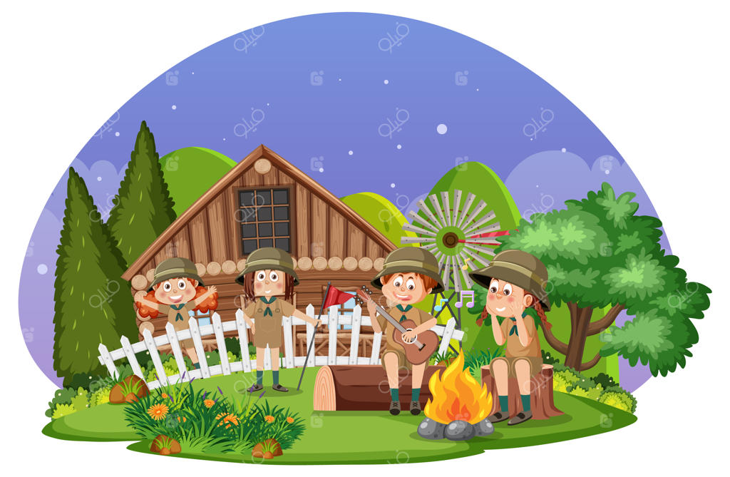 کودکان در حال کمپینگ در جنگل