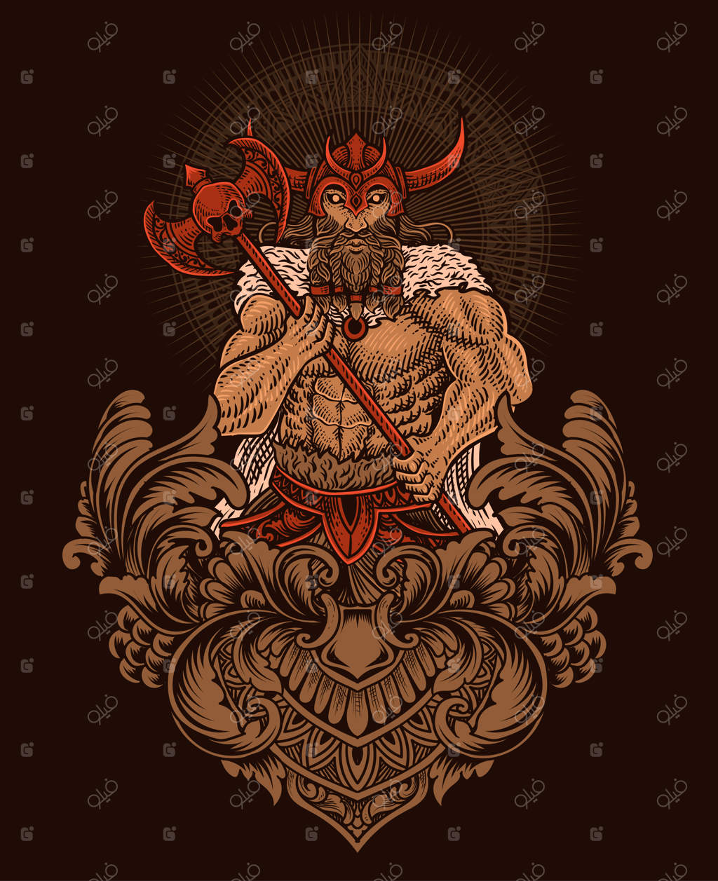 طرح قدیمی عقاب به سبک حکاکی