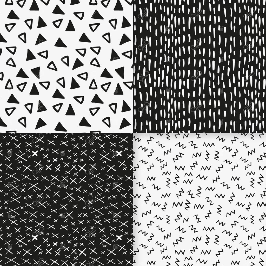 پترن یکپارچه شکل‌های کوچک سیاه و سفید