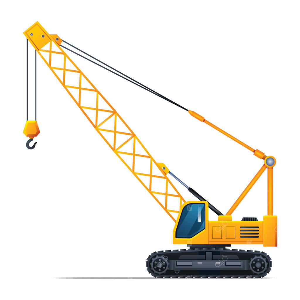تصویر برداری جرثقیل. وسیله نقلیه سنگین ساختمانی مجزا بر روی زمینه سفید