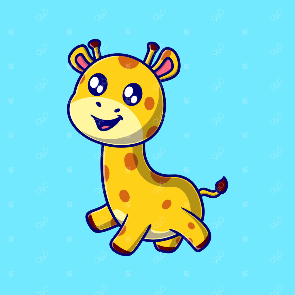 ایلوستریشن کارتونی وکتور زرافه خوشحال بامزه، مفهوم نماد حیوانات و طبیعت، نسخه ویژه