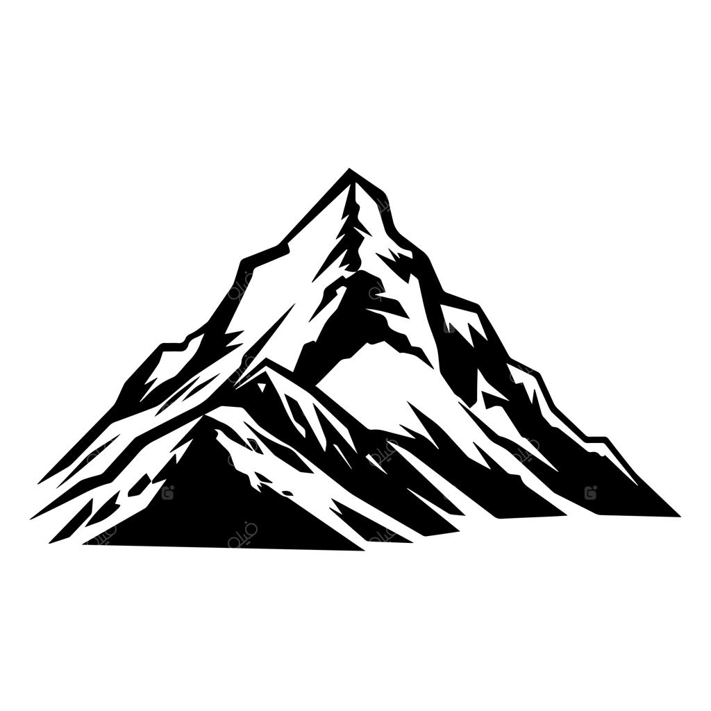 تصویرسازی وکتور سیلوئت کوه باشکوه، آیکون و نماد کوهستان