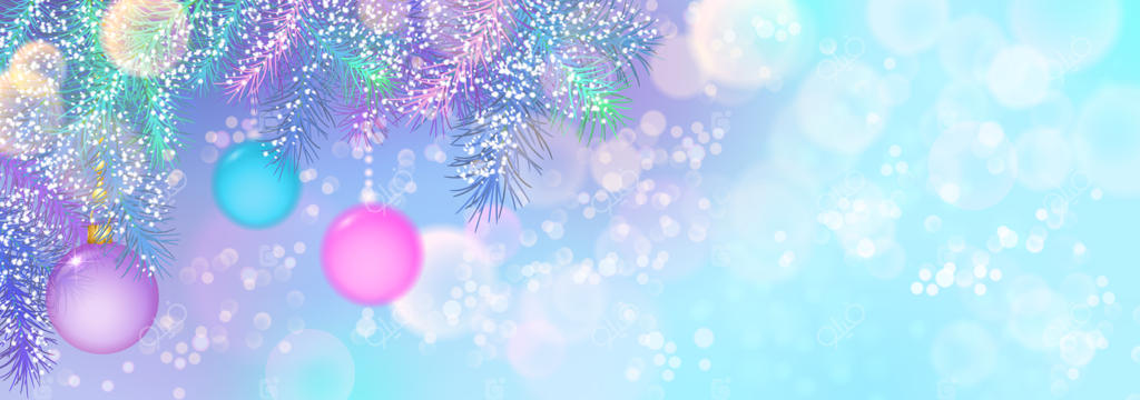 پس‌زمینه کریسمس و سال نو با شاخه‌های درخت کریسمس و تزئینات