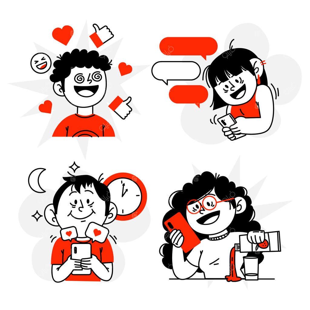 مجموعه‌ای از تصاویر اعتیاد به اینترنت به صورت تخت