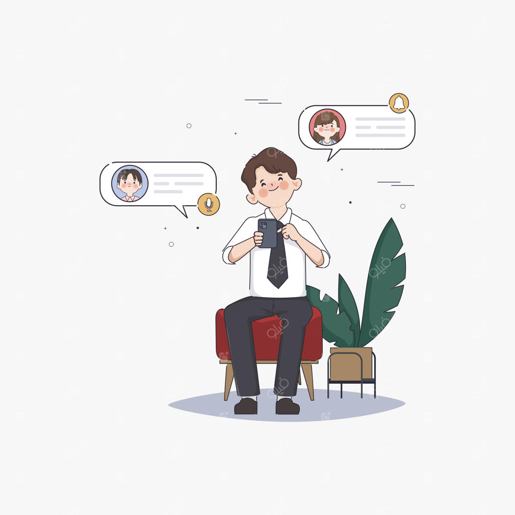 گفتگوی گروهی افراد در کسب و کار: طراحی کارتونی همکاران در چت گروهی