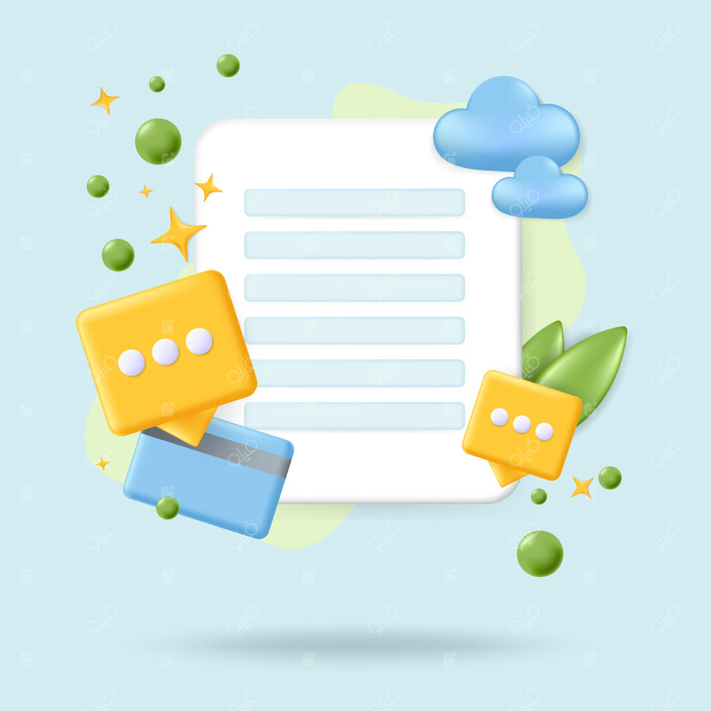 مفهوم ارتباطات شبکه‌های اجتماعی: آیکون پیام دیجیتال در شبکه اجتماعی به‌صورت وکتور سه‌بعدی و واقع‌گرایانه در زمینه سفید