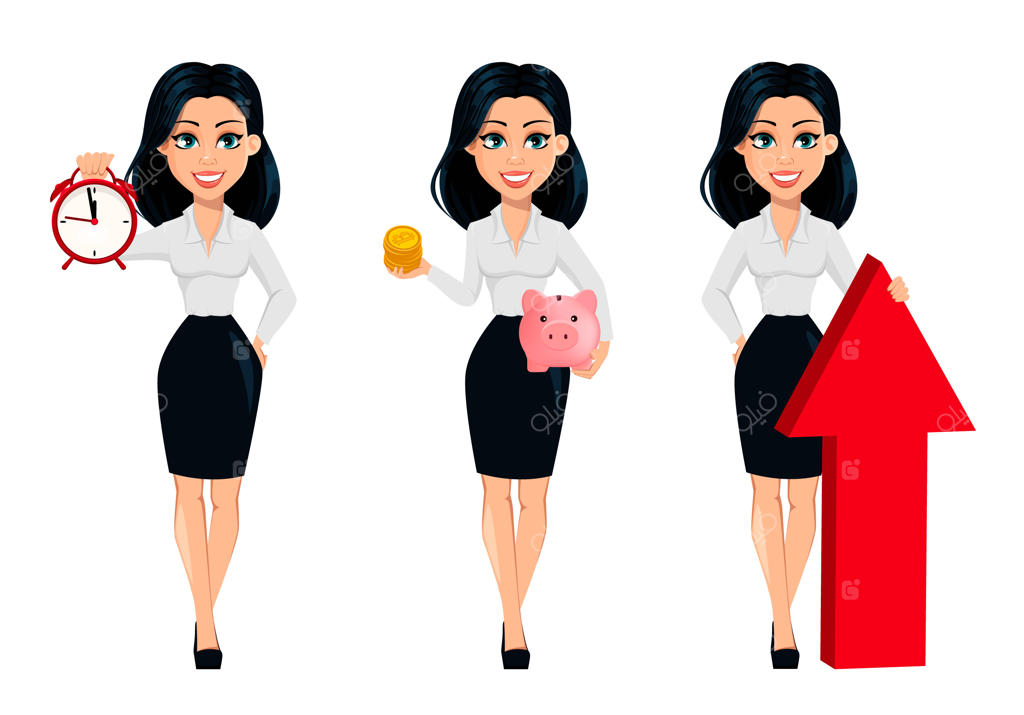 مفهوم زن جوان کسب‌وکار مدرن، مجموعه‌ای از ایده‌ها