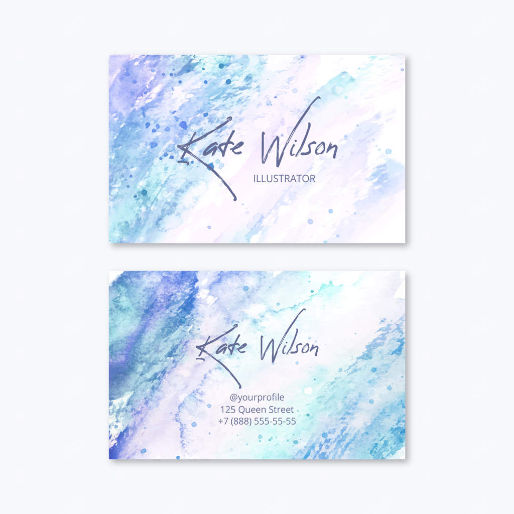 قالب ست کارت ویزیت با طرح آبرنگ抽象