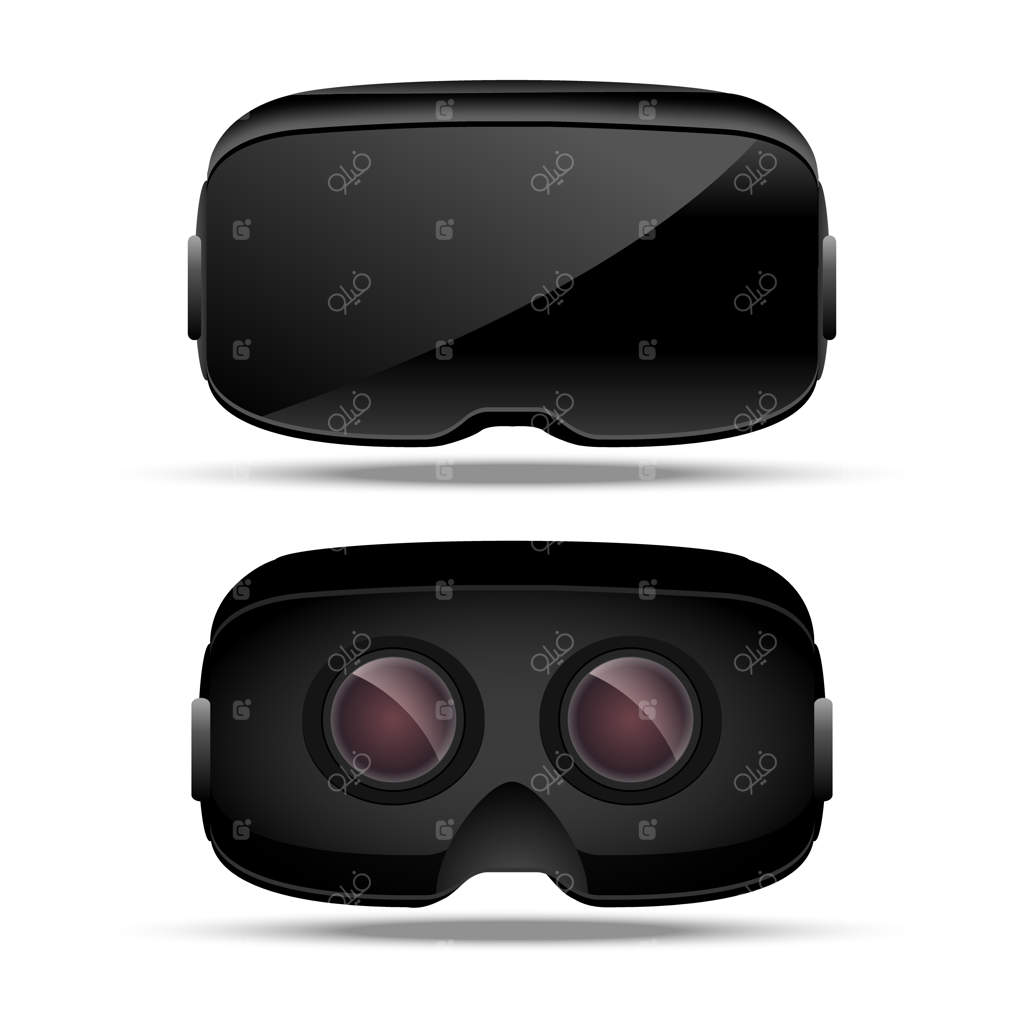 دستگاه مفهومی واقعیت مجازی: سرگرمی الکترونیک دیجیتال. عینک وی‌آر. تکنولوژی نوآورانه از جلو و پشت.