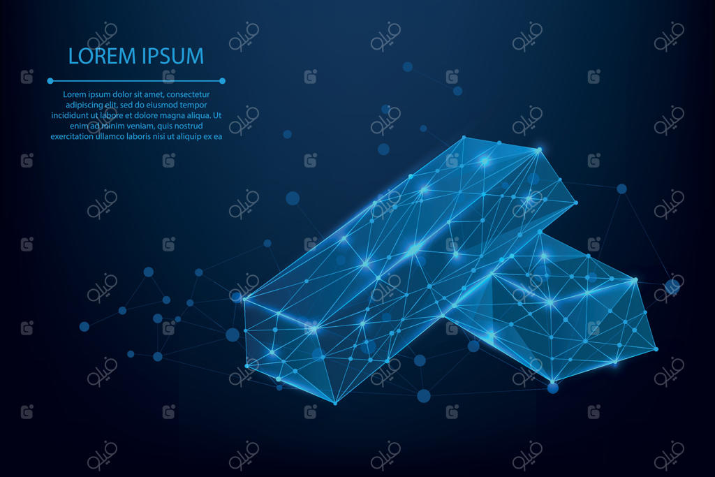 تصویری انتزاعی از شمش طلا که از نقاط، خطوط و اشکال تشکیل شده و بخشی از آن به مثلث تقسیم شده است. مش سیمی چندوجهی در آسمان شب با نقاط و ستارگان. تصویری از دنیای بانکداری
