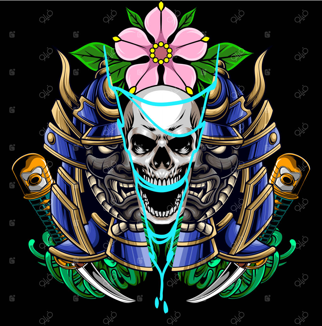 تصویرسازی وکتوری از سامورایی ژاپنی