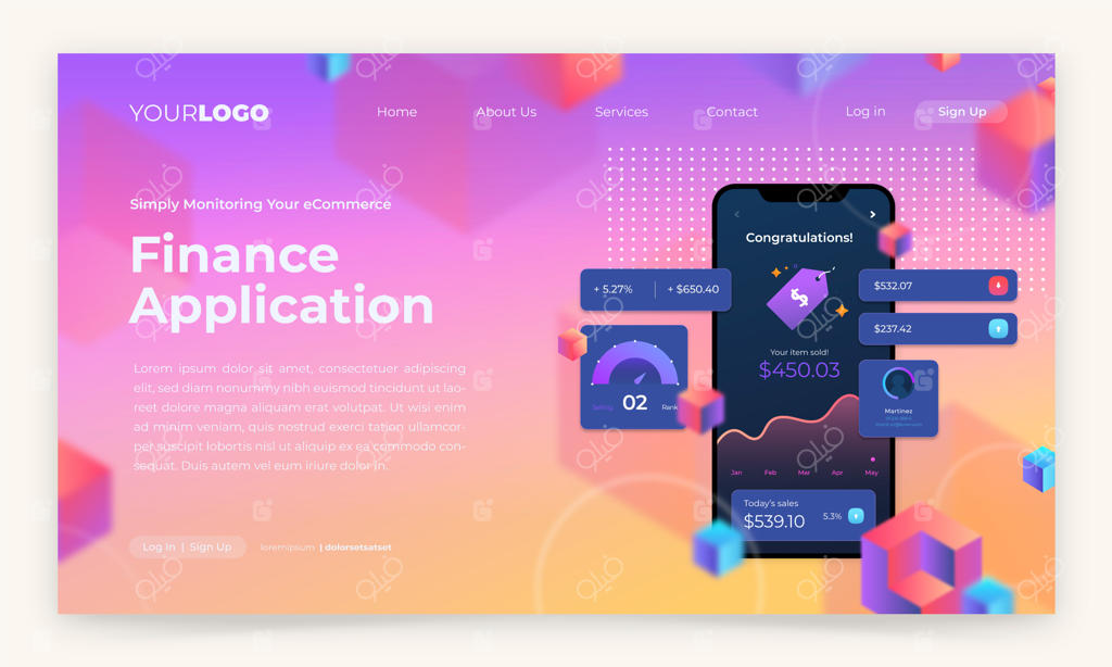 طراحی صفحه فرود با گرادینت و رابط کاربری