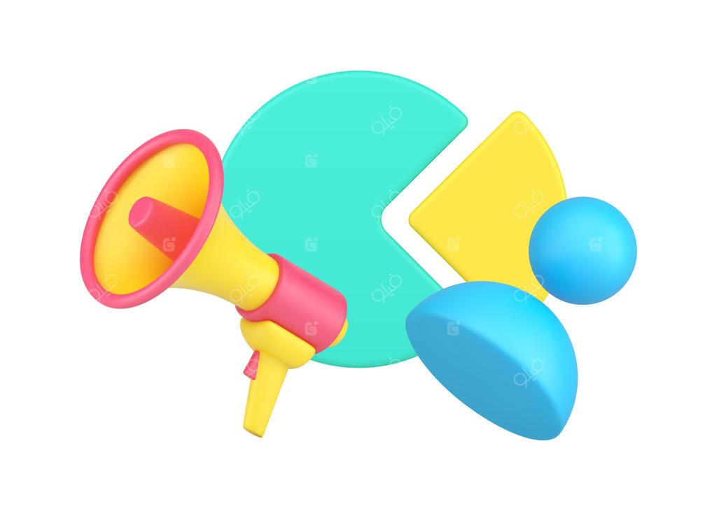 اعلام داده‌های سود بازاریابی دیجیتال با نمودار دایره‌ای؛ تصویر ایزومتریک کارمند، بلندگو و آیکون کسب‌وکار ۳ بعدی؛ تحلیل گزارش عمومی نمودار از دیدگاه مدیر