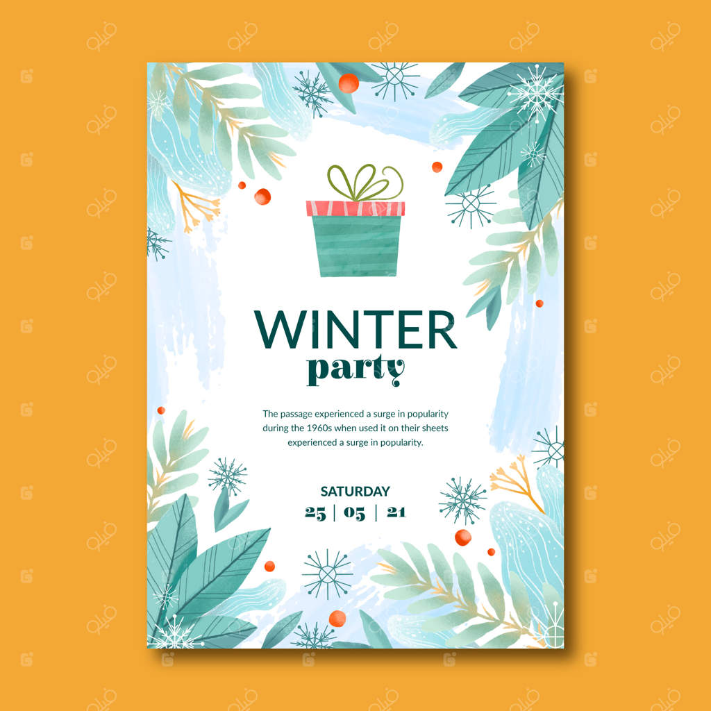 قالب پوستر عمودی برای مهمانی زمستانی