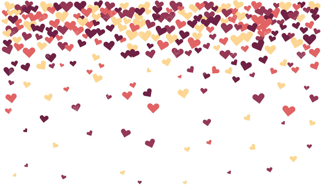 بارش قلب‌های رمانتیک بر روی پس‌زمینه سفید. مناسب برای روز ولنتاین، دعوتنامه‌های عروسی، یا هر طراحی جشن. ترکیب رنگ‌های گرم احساس عشق، شادی و جشن را برمی‌انگیزد.