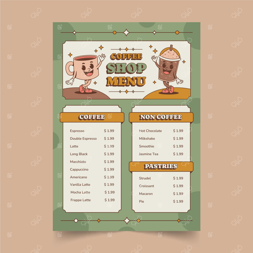 قالب منوی دستی قهوه