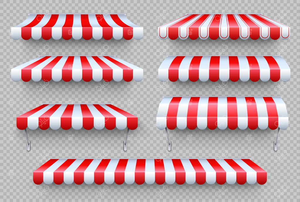 سایبان راه‌راه، چادر کافه، سقف فروشگاه، سایه‌بان برای پنجره فروشگاه و بازارچه‌های فضای باز