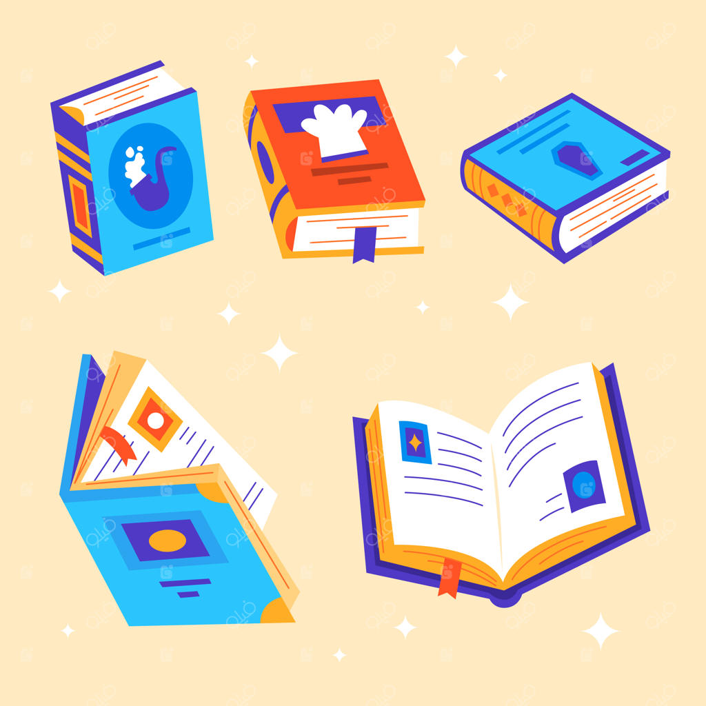 تصویرسازی دستی مجموعه کتاب