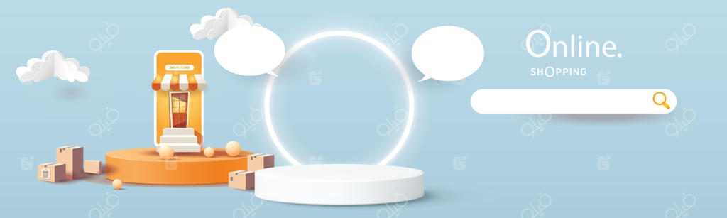 هنر کاغذی: خرید آنلاین با گوشی هوشمند و تبلیغ ویژه فروش با پس‌زمینه صورتی برای بانر بازاریابی و تجارت الکترونیک ویژه بانوان.