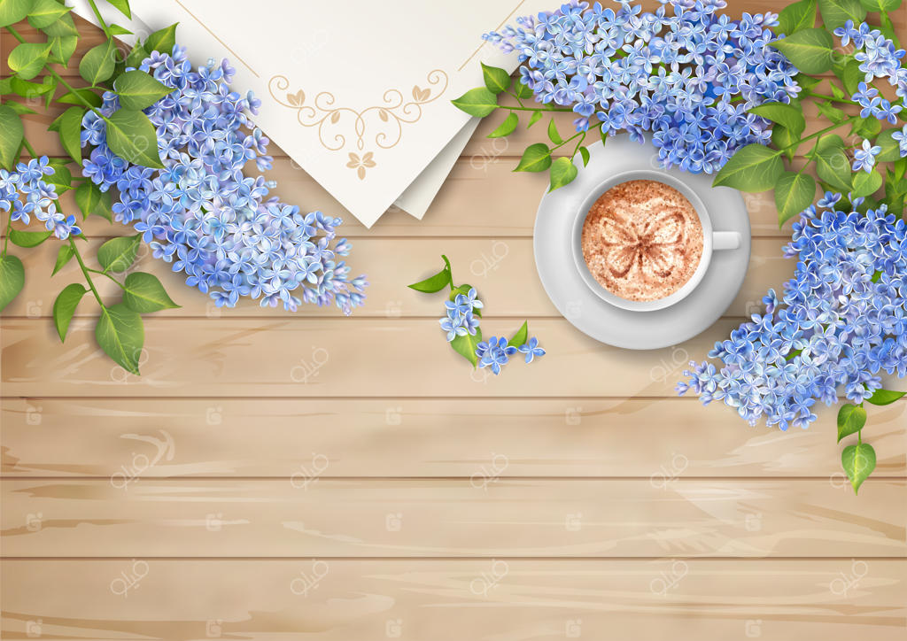 زمینه بهاری با شکوفه‌های یاس بنفش