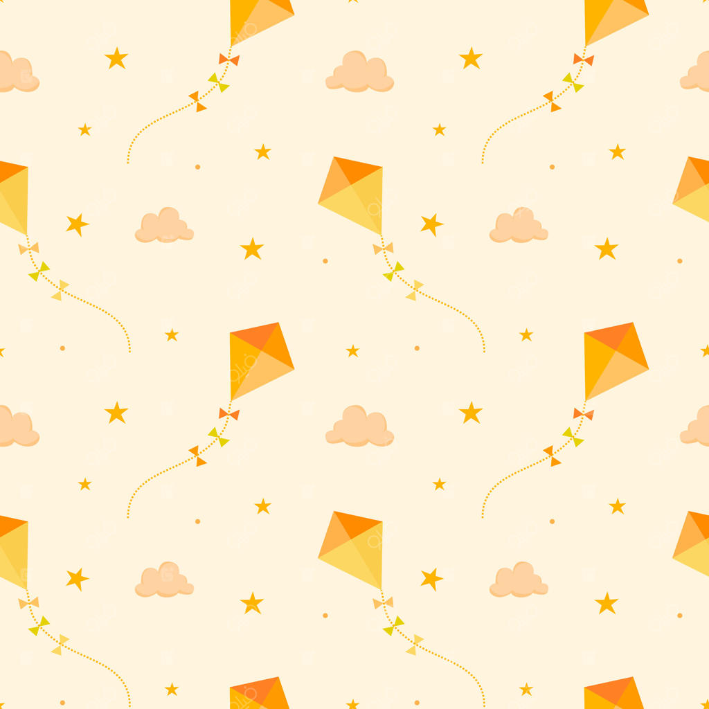 پترن بادبادک‌های رنگارنگ و ابرها برای