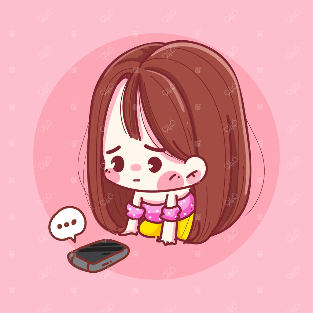 دختری غمگین در انتظار تماس یا پیام تلفنی