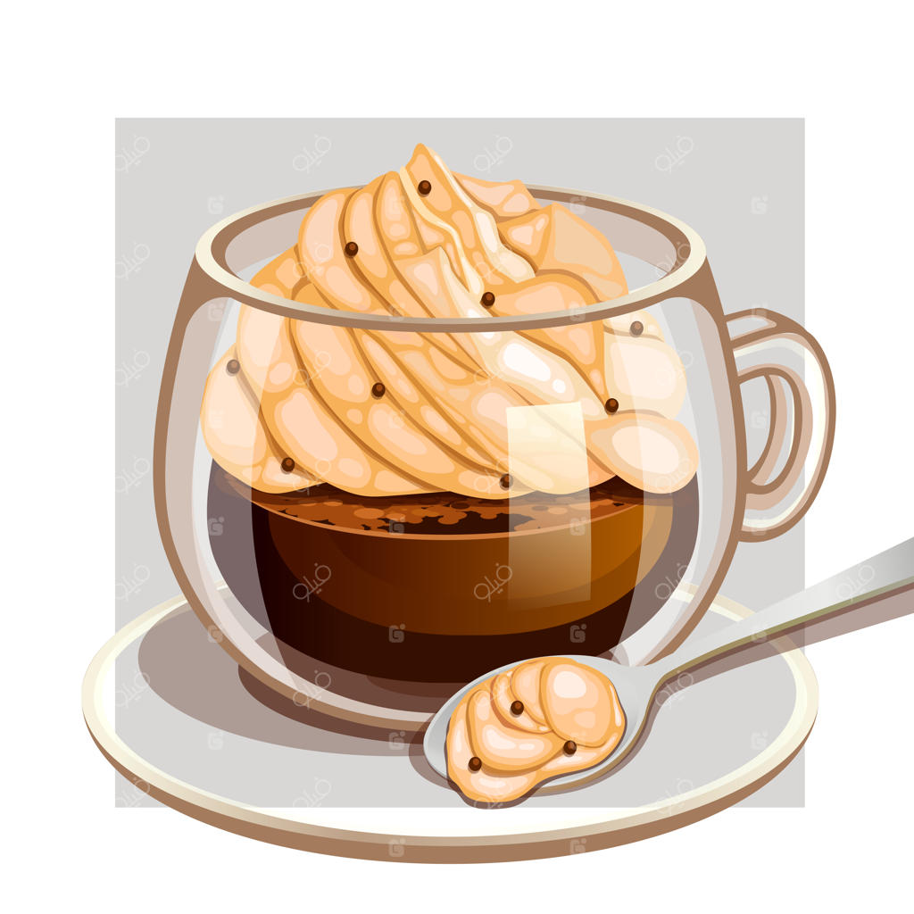 فنجان قهوه با بستنی وانیلی و شکلات چیپسی