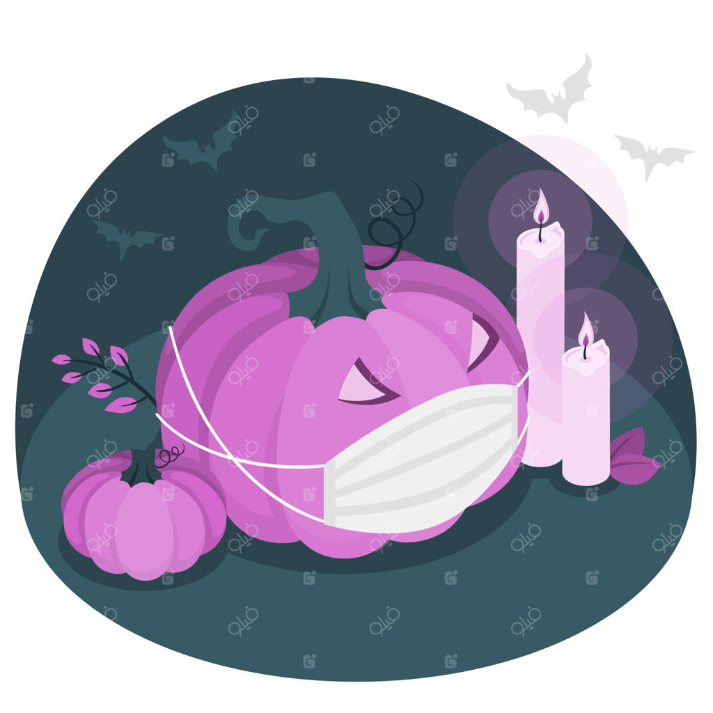 تصویرسازی مفهومی کدو تنبل هالووین با ماسک صورت