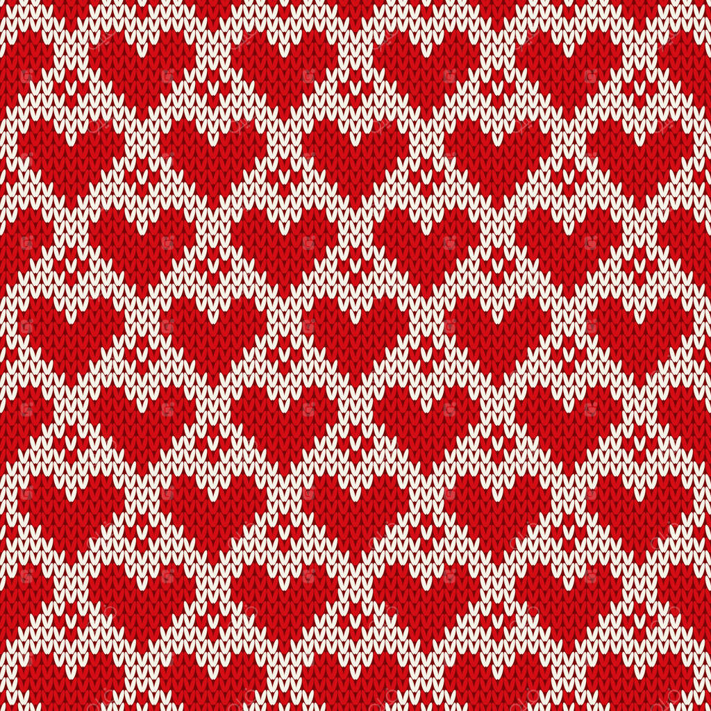 پترن یکپارچه بافتنی با قلب‌ها