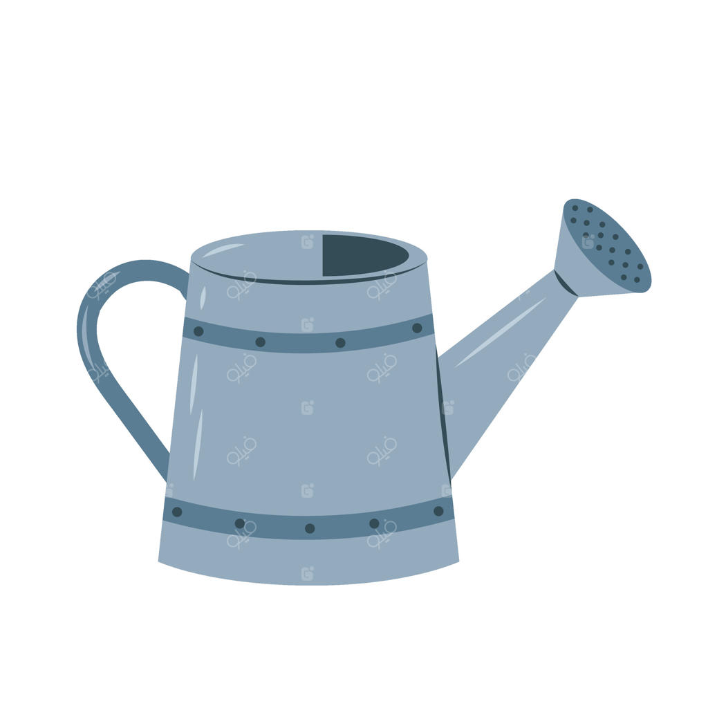 آب‌پاش باغچه: ابزار فلزی مناسب برای آبیاری گیاهان. ابزار باغبانی با تصویر تخت روی پس‌زمینه سفید.