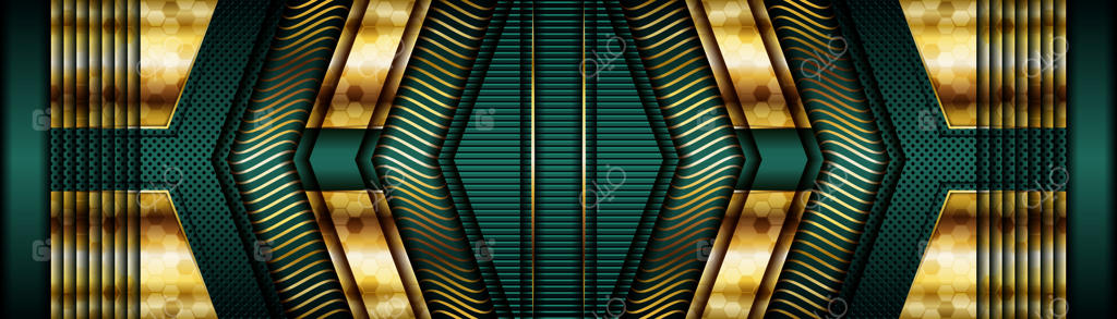 زمینه سبز تیره شیک با لایه طلایی همپوشان