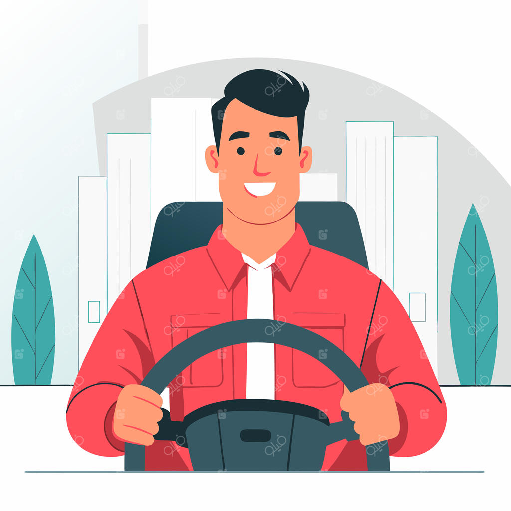 راننده در حال مسیریابی در محیط شهری با کانسپت آینده‌نگرانه