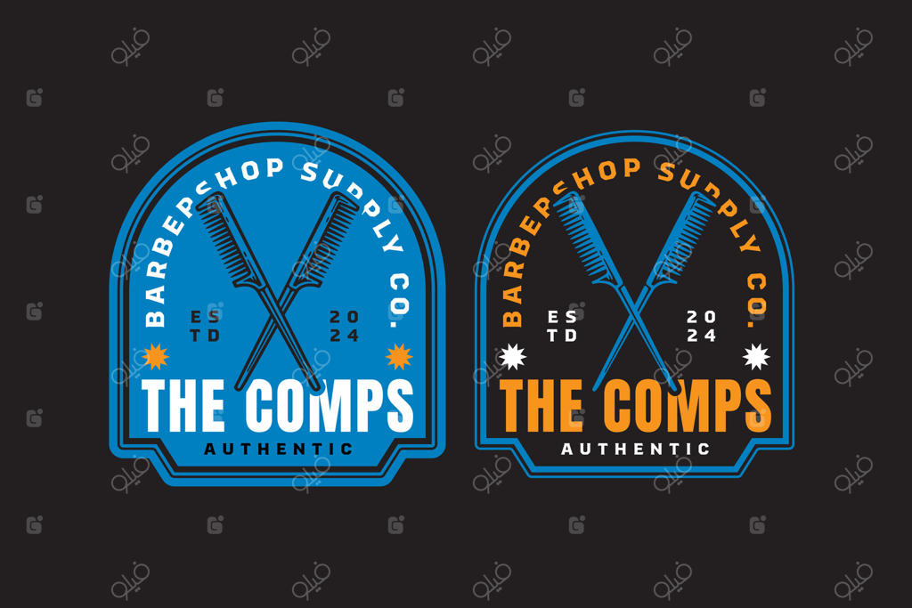 طراحی نشان و مهر قدیمی ابزار آرایشگری برای آرایشگاه، سالن زیبایی، کوتاهی مو و ریش، پیرایش و سبک هیپستر و جنتلمن